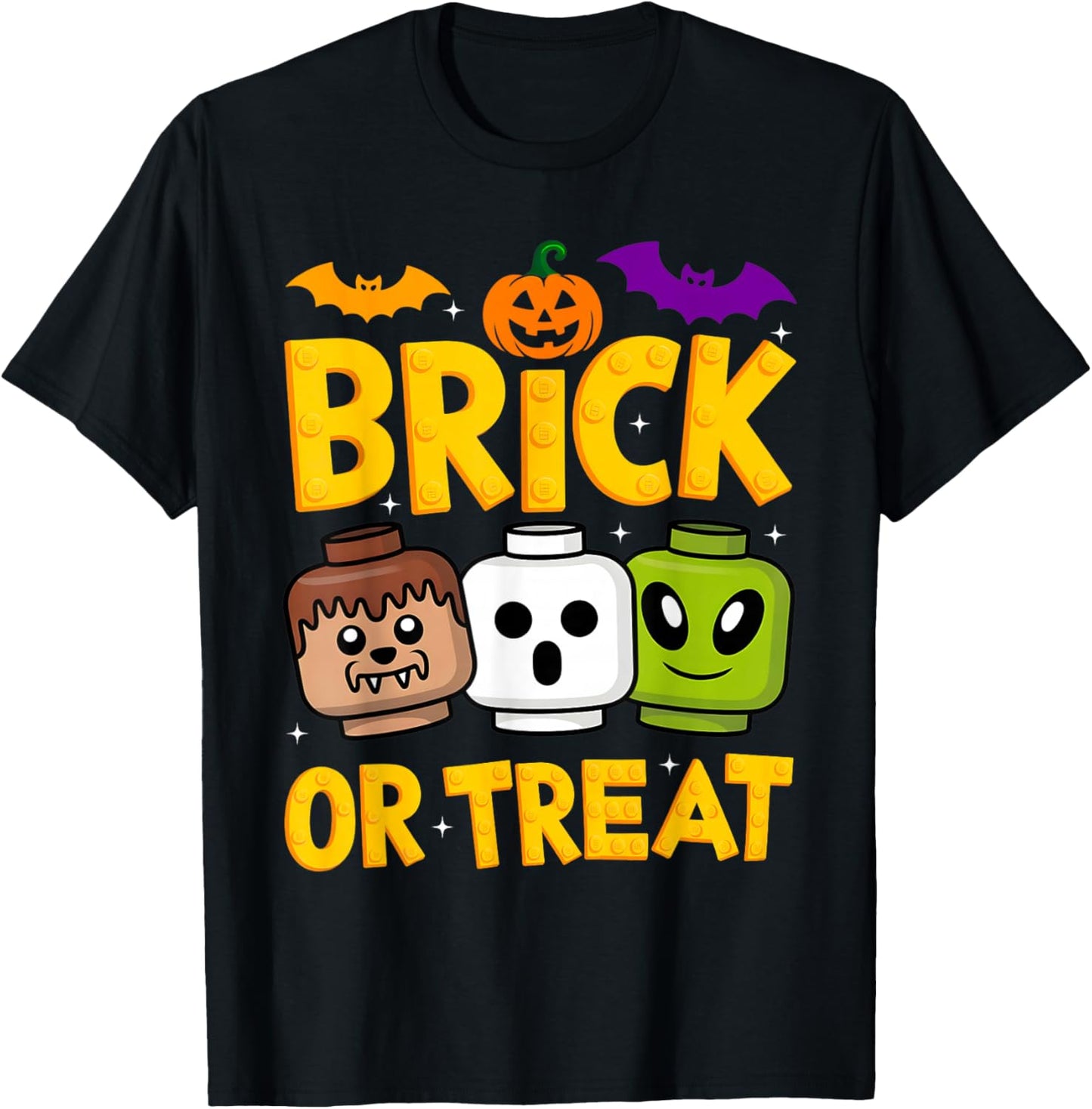 Brick or Treat Halloween Master Builder Blocks Building Kids T-Shirt - T-Shirt | Black