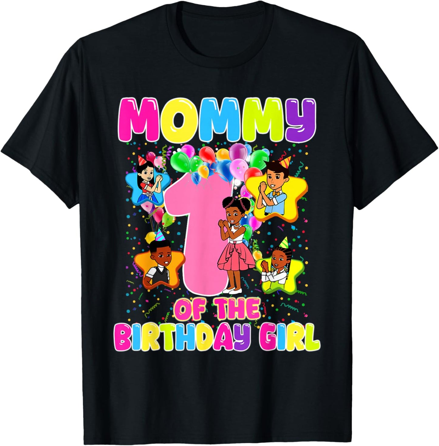 Mommy of Birthday Girl Gracie Birthday Dolls Girl Party T-Shirt - T-Shirt | Black