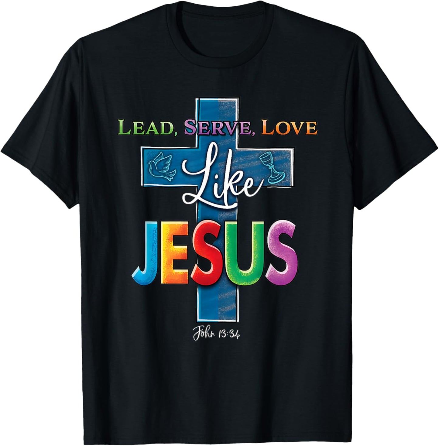 Lead Serve Love Like Jesus Catholic School Week Teacher Kids T-Shirt - T-Shirt | Black