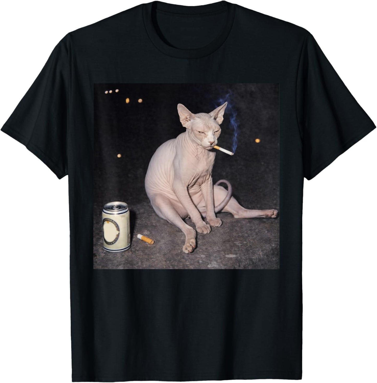 Funny Smoking Cat Meme T-Shirt - T-Shirt | Black