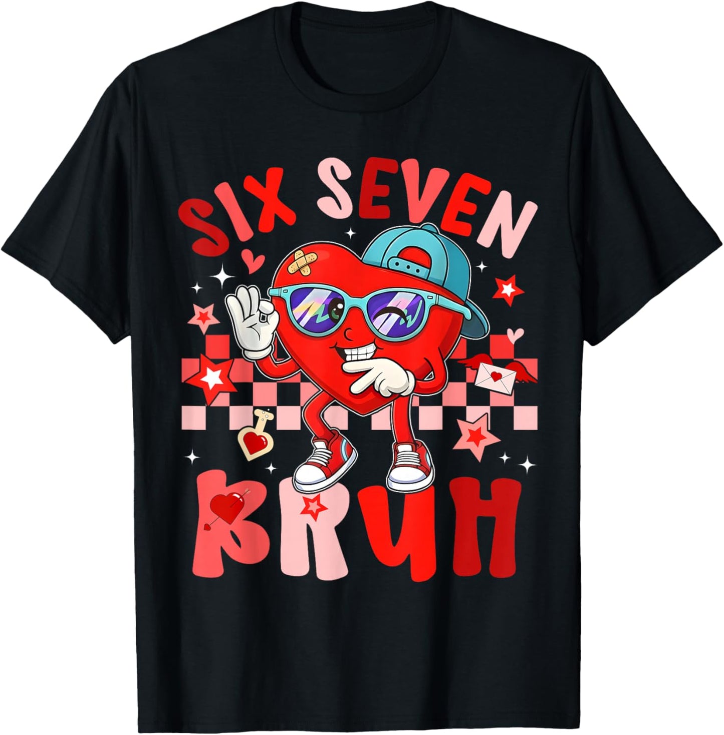 Valentine 67 Meme Six Seven Bruh Heart 6 7 Boys Kids T-Shirt - T-Shirt | Black
