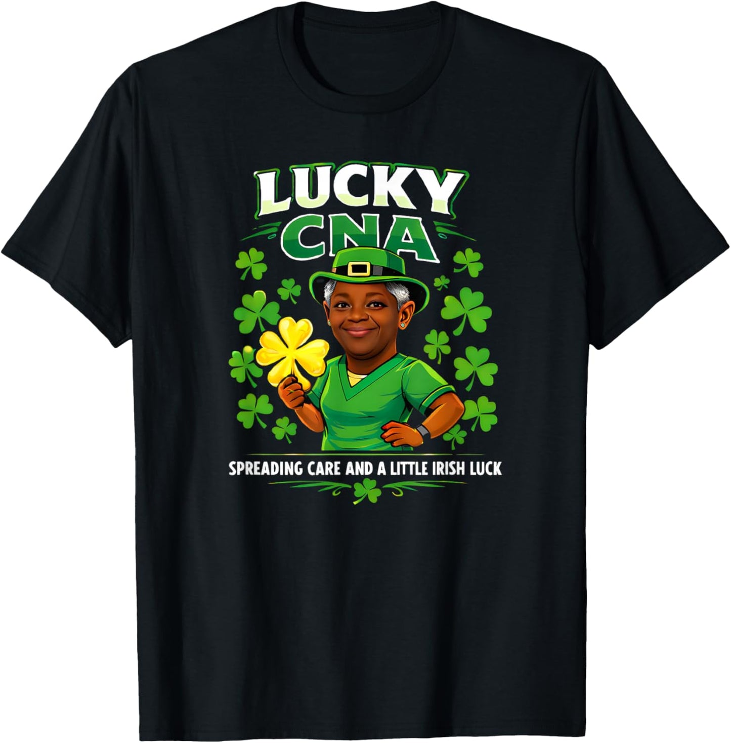 Lucky CNA Saint Patricks Day Caregiver Irish Pride T-Shirt - T-Shirt | Black