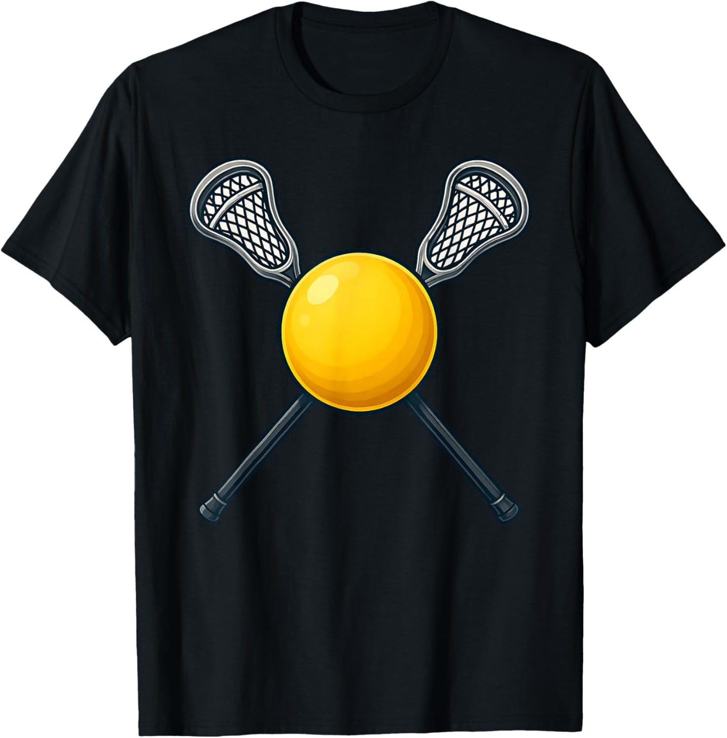 Lacrosse Ball and Crossed Sticks Funny for Lacrosse Players T-Shirt - T-Shirt | Black