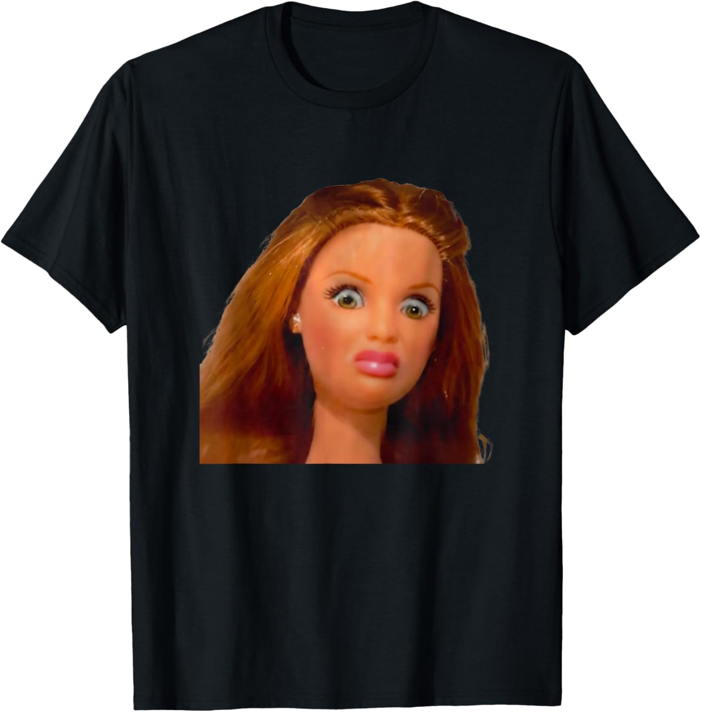 New Funny Distressed Doll Face Meme T-Shirt - T-Shirt | Black