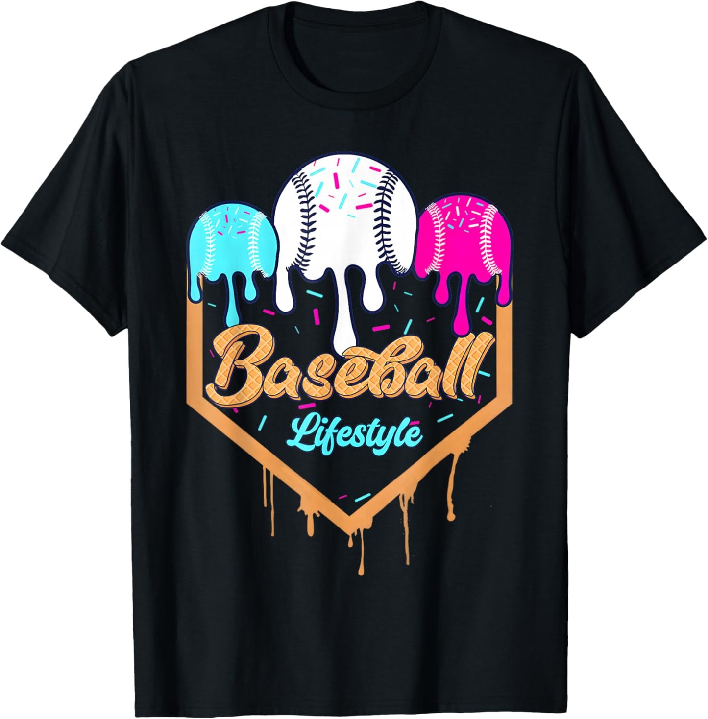 Baseball Life Style 101 Apparel Youth Drip Baseball Boys Kid T-Shirt - T-Shirt | Black