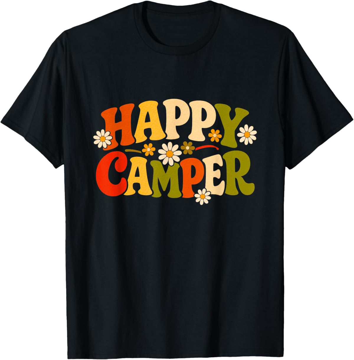 Happy Camper Camp Camping Summer Trip Camping T-Shirt - T-Shirt | Black