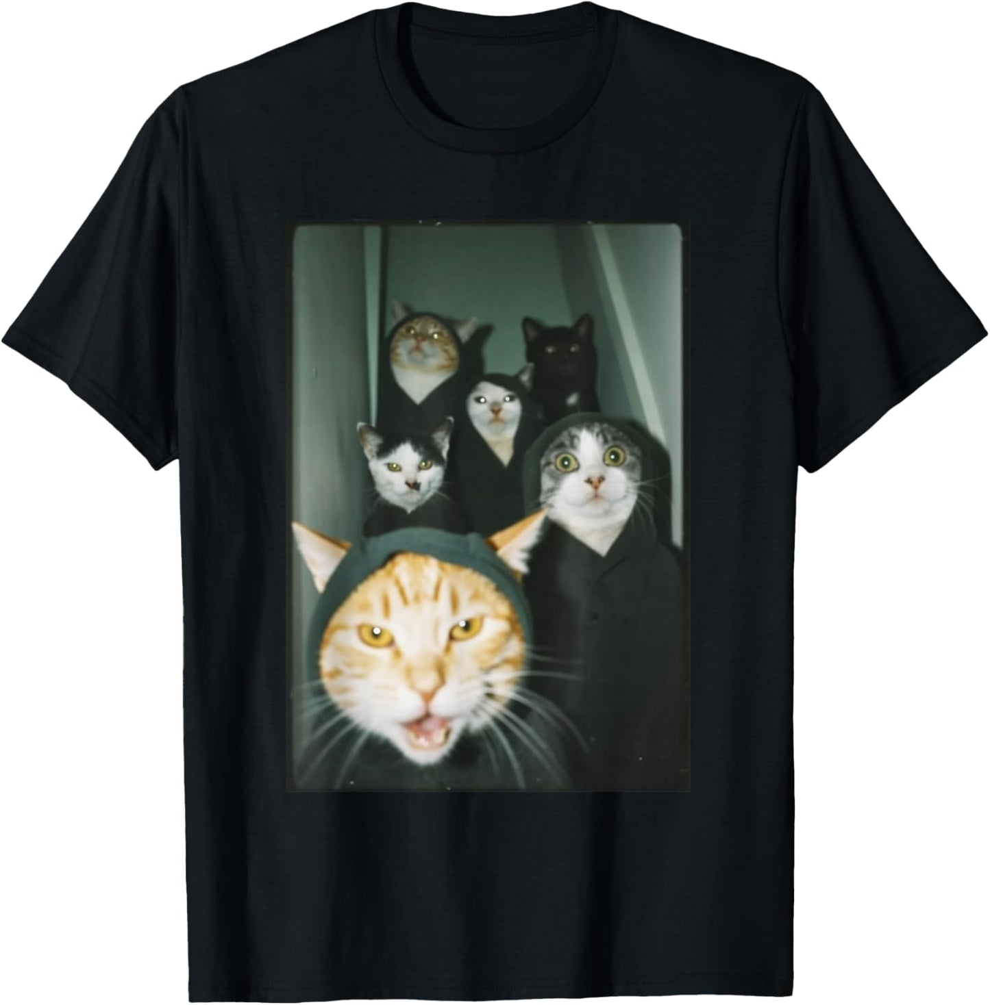 Gangster Cats Cat Selfie Cat Lovers Funny Cat Memes Brainrot T-Shirt - T-Shirt | Black