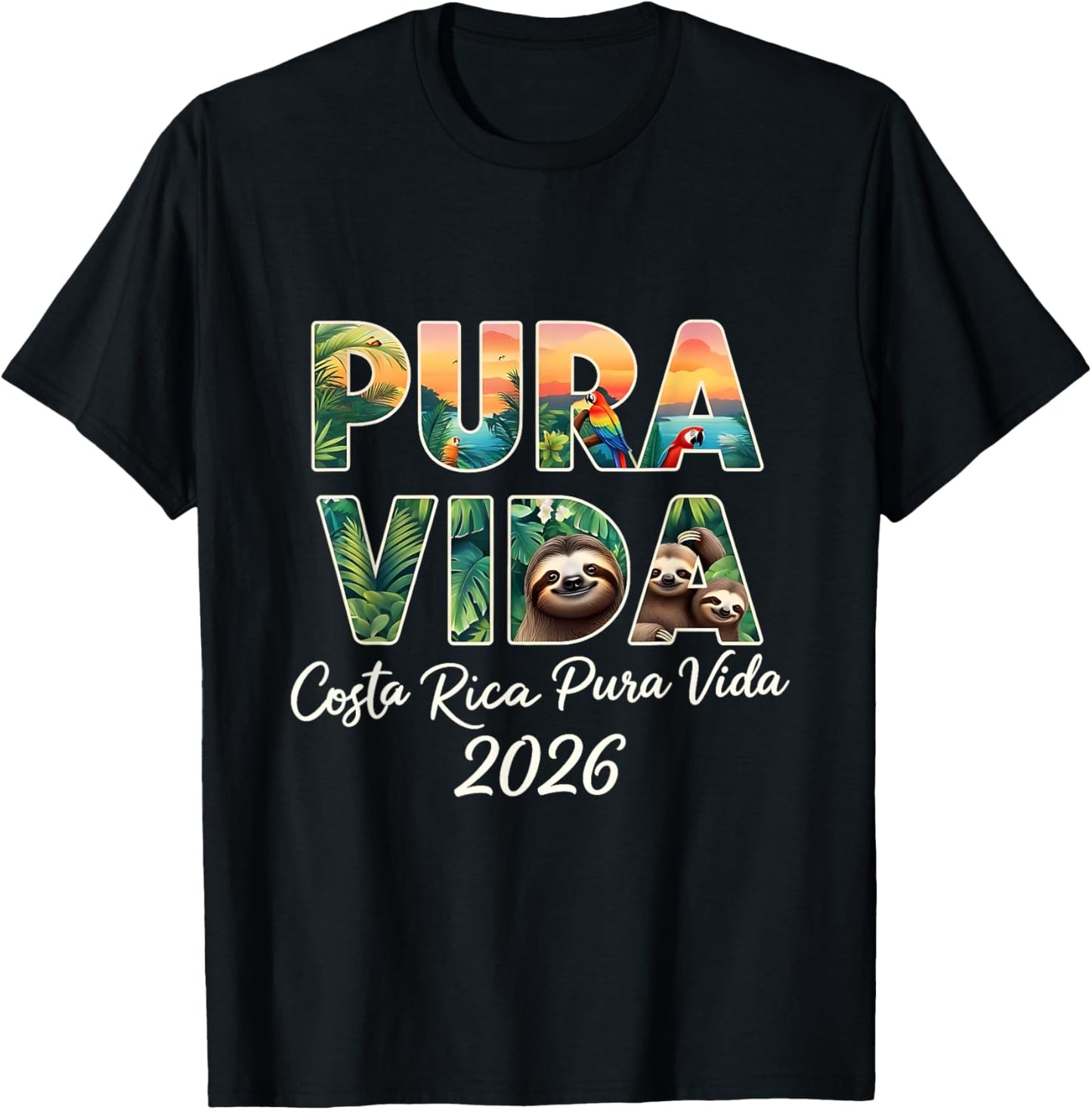 Costa Rica Pura Vida Souvenir 2026 Central America Travel T-Shirt - T-Shirt | Black
