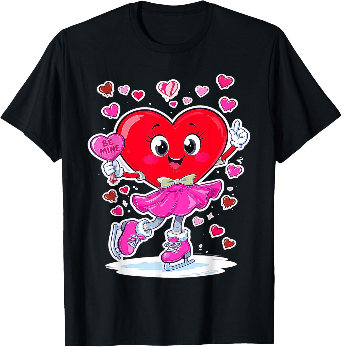 ice Skating Equipment Player Valentine Heart Costume dripped T-Shirt - T-Shirt | Black