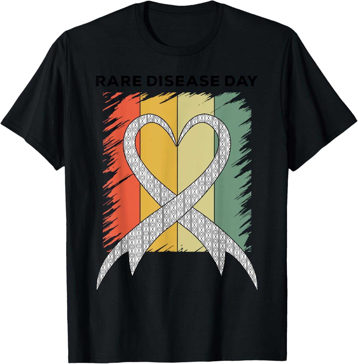 Rare Disease Day Rare Disease Awareness Heart Retro Vintage T-Shirt - T-Shirt | Black