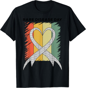 Rare Disease Day Rare Disease Awareness Heart Retro Vintage T-Shirt - T-Shirt | Black