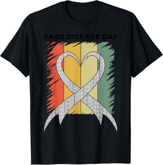 Rare Disease Day Rare Disease Awareness Heart Retro Vintage T-Shirt - T-Shirt | Black