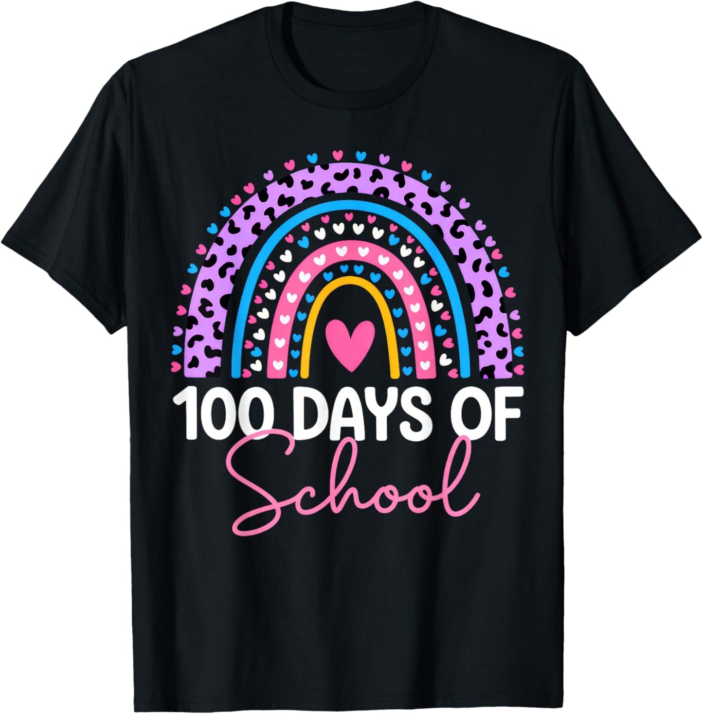 100 Days of School Teacher, 100th Day of School Rainbow T-Shirt - T-Shirt | Black