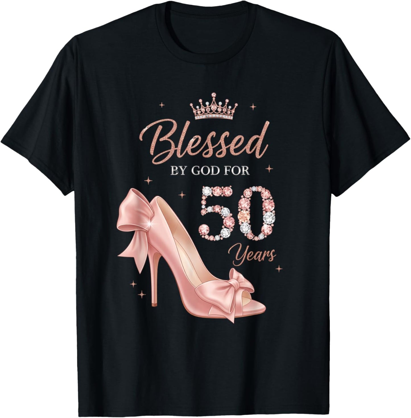 Christian Blessed by God for 50 Years - 50th Birthday Celebr T-Shirt - T-Shirt | Black