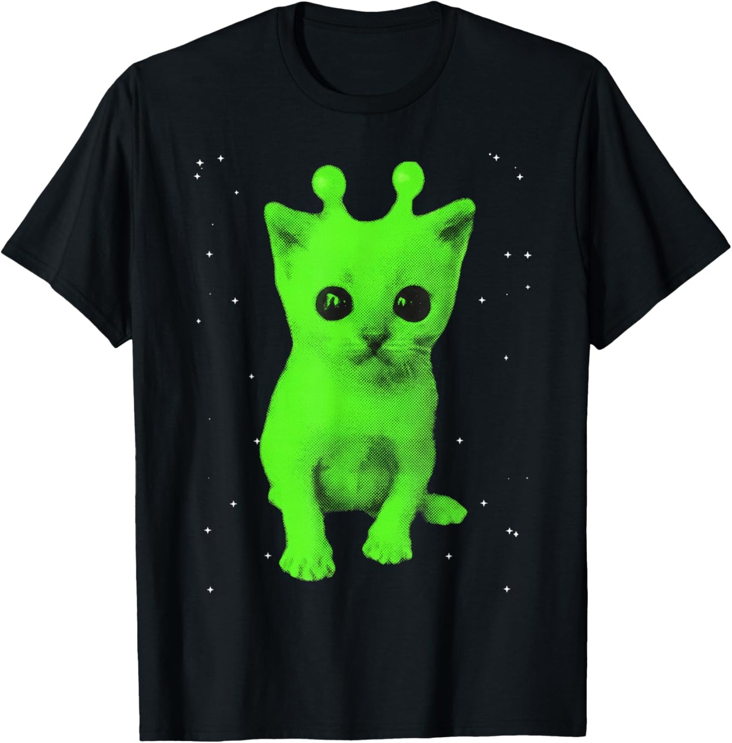 Y2k Alien UFO Cat Space Vintage 90s Retro Silly Cats Lover T-Shirt - T-Shirt | Black