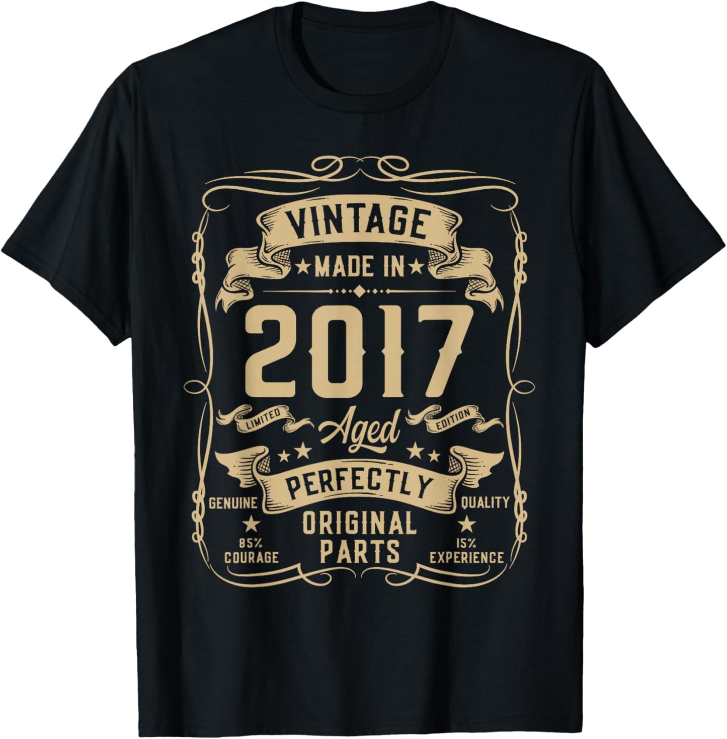 Vintage 2017 9yr 9th Birthday Gifts Boys Girls 9 Year Old T-Shirt - T-Shirt | Black