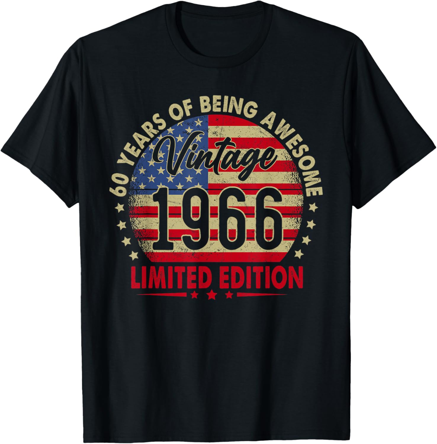 Vintage 1966 Limited Edition 60th Birthday 60 Years Old T-Shirt - T-Shirt | Black