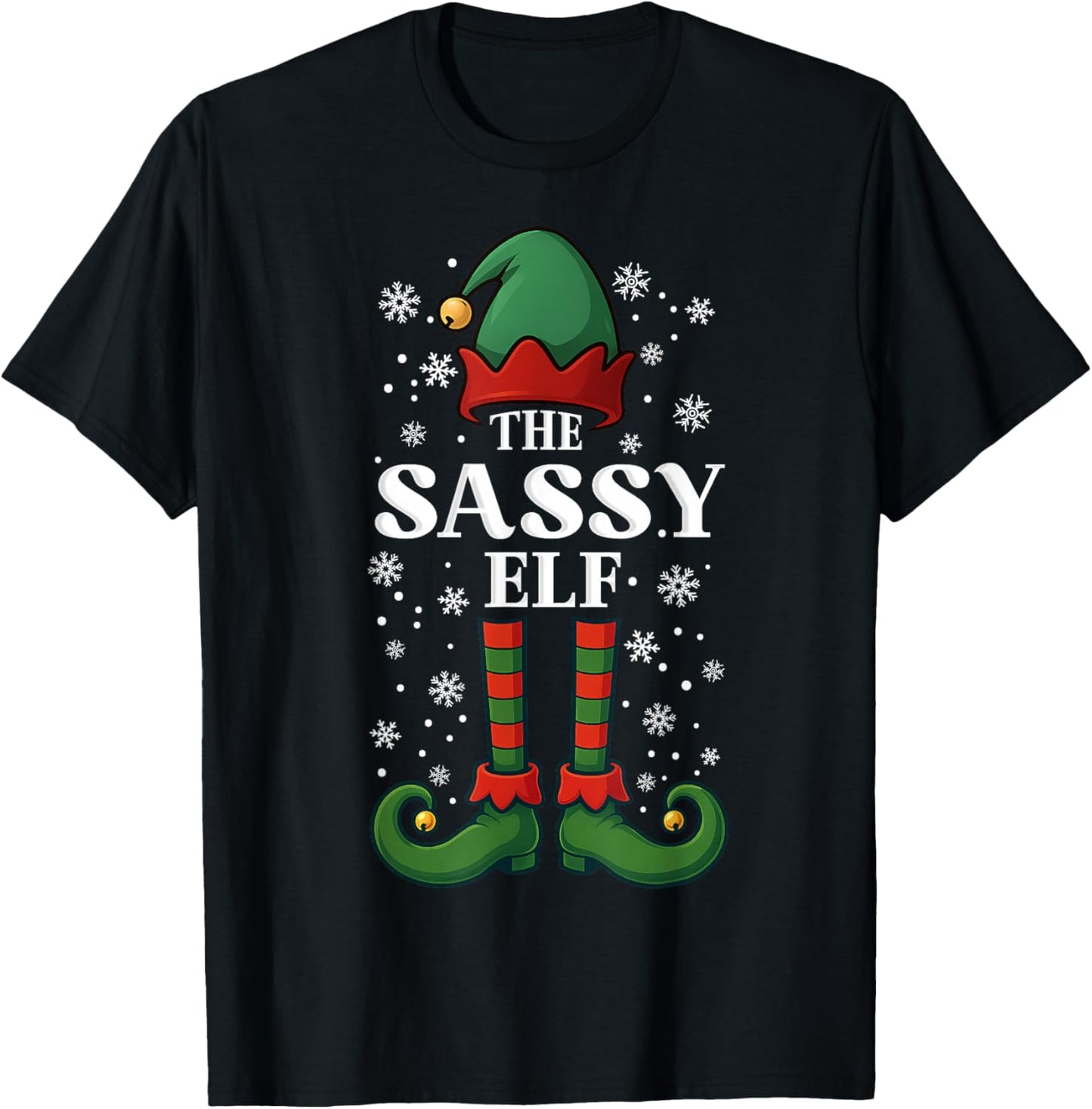Xmas Family Matching The Sassy Elf Mom Women Girls Christmas T-Shirt - T-Shirt | Black