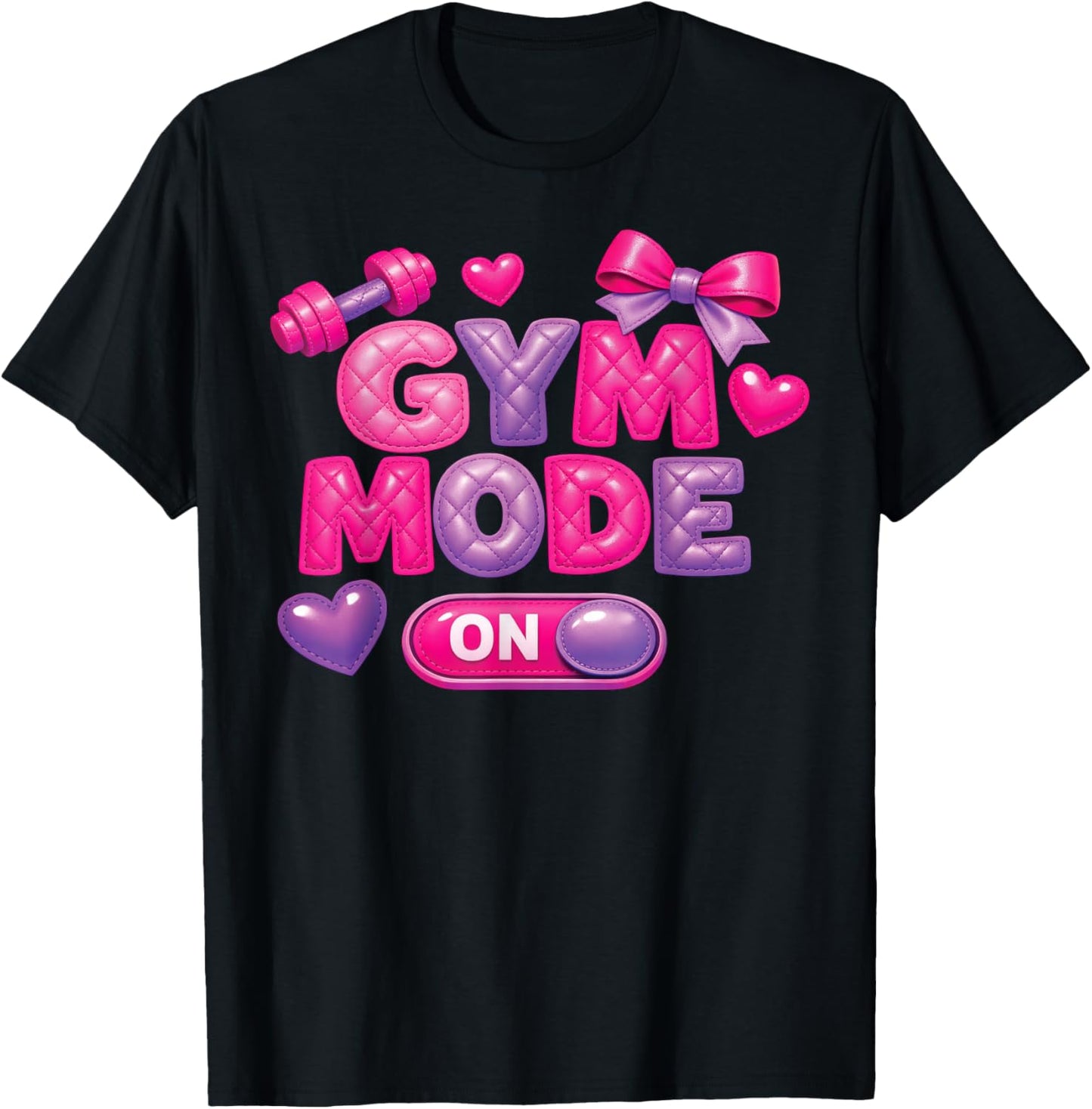 Cute Gym Girl Mode On Weightlifting Women Workout Training T-Shirt - T-Shirt | Black