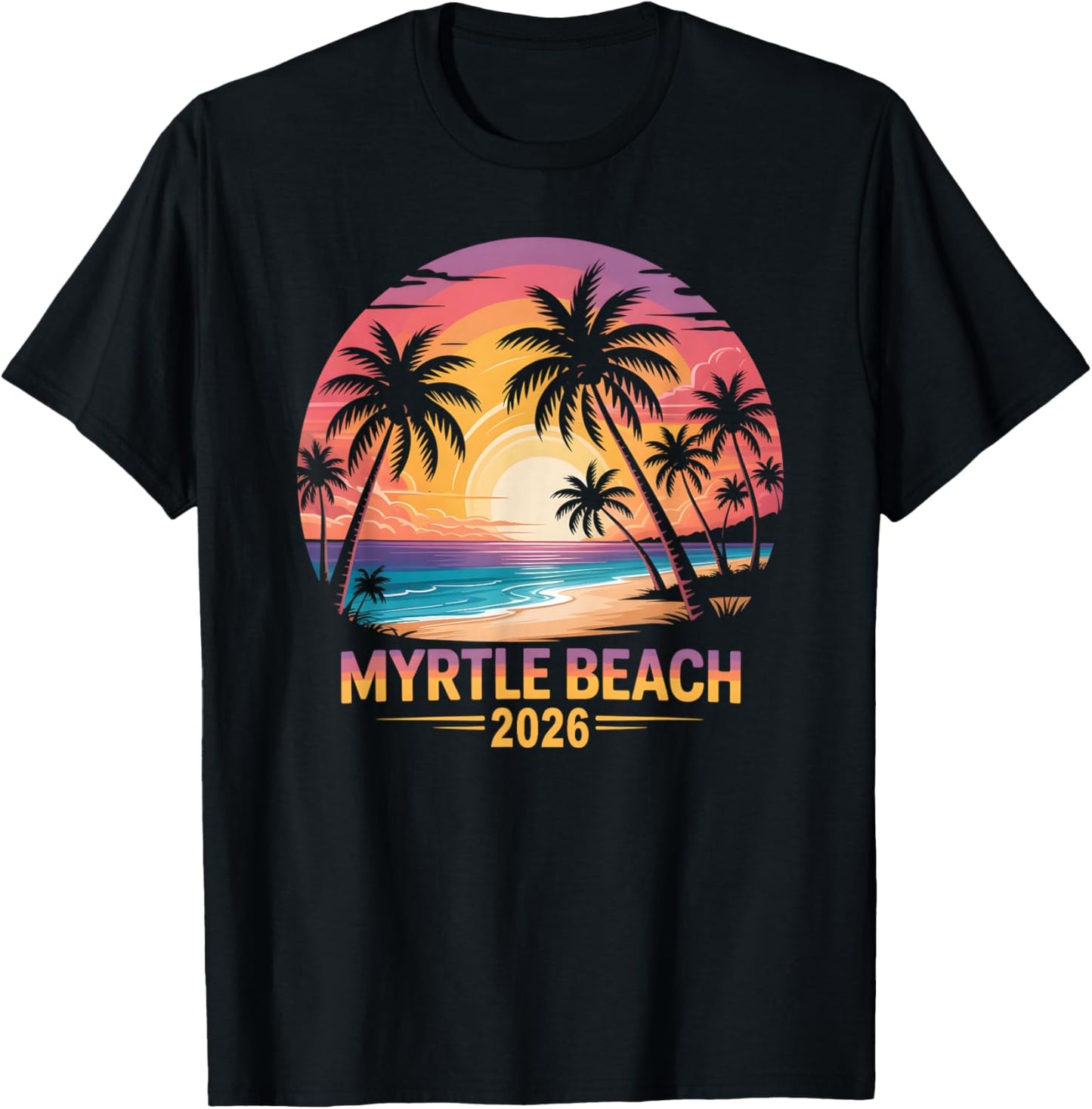 Vintage Myrtle Beach 2026 Vacay Travel Vacation BFF Mom T-Shirt - T-Shirt | Black