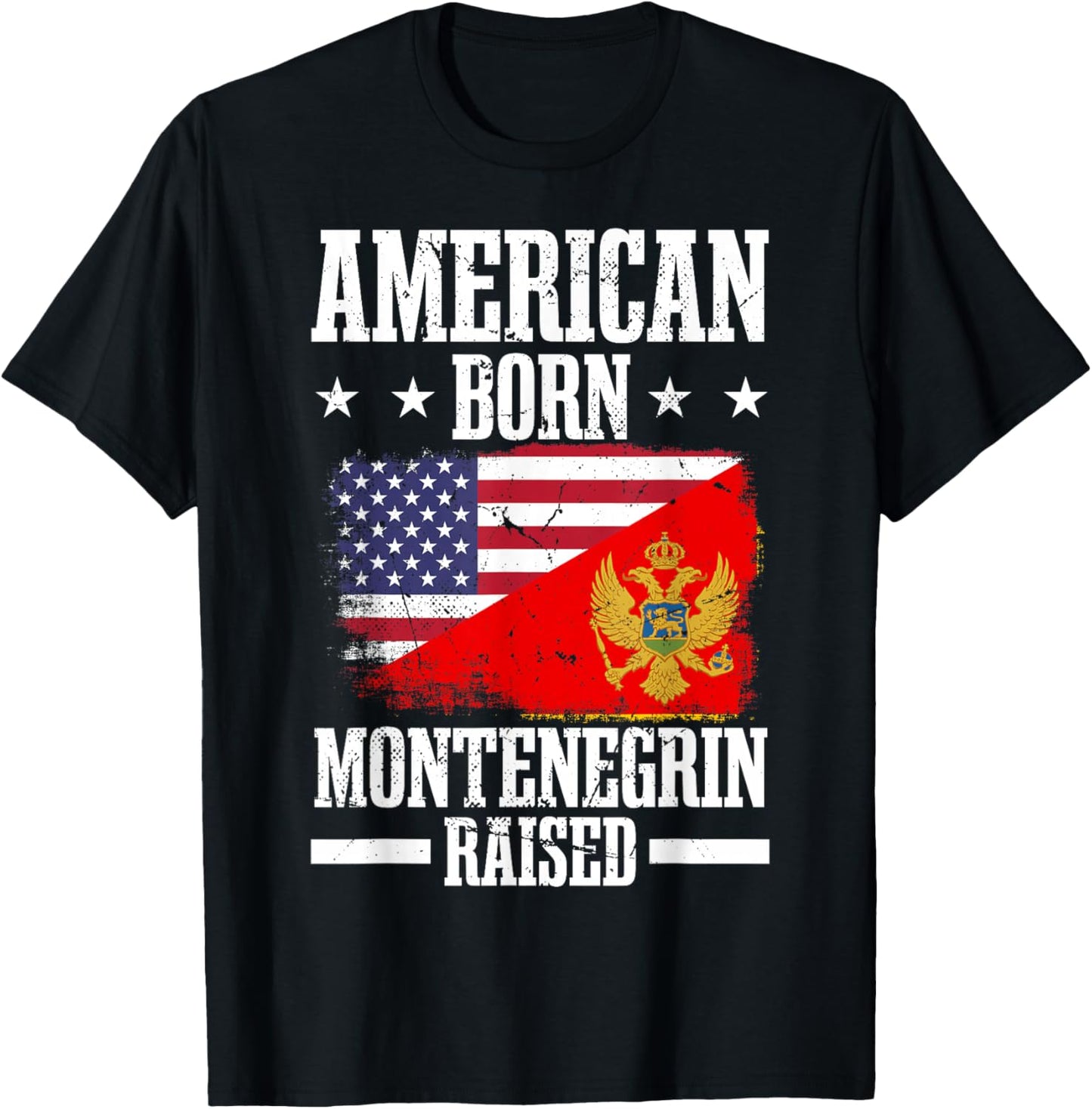 Montenegro Half American Flag Montenegrin Roots T-Shirt - T-Shirt | Black