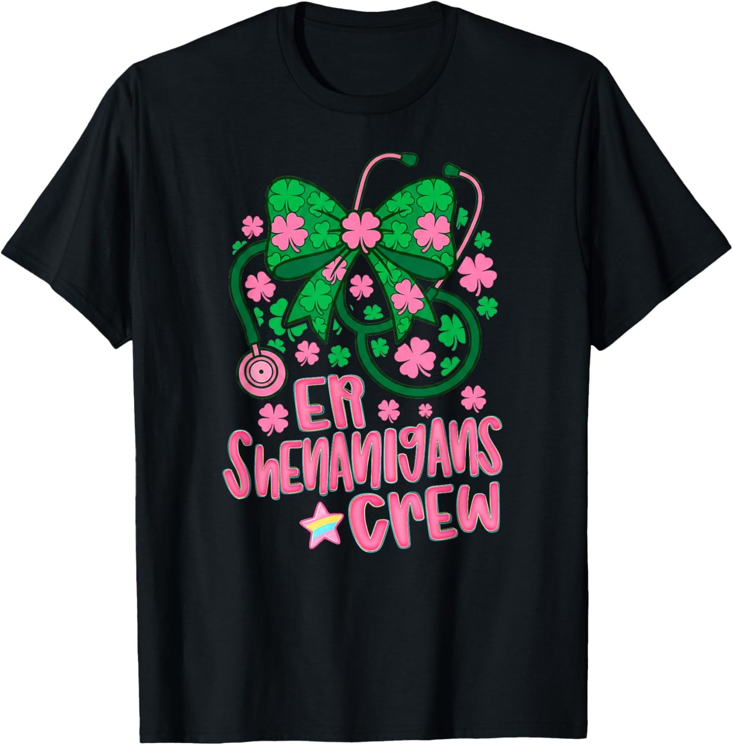 St Patricks Day Nurse Crew Funny St Patty's ER Shenanigans T-Shirt - T-Shirt | Black
