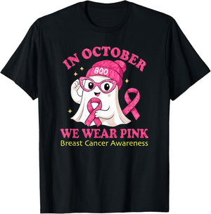 in October We Wear Pink Breast Cancer Awareness T-Shirt - T-Shirt | Black