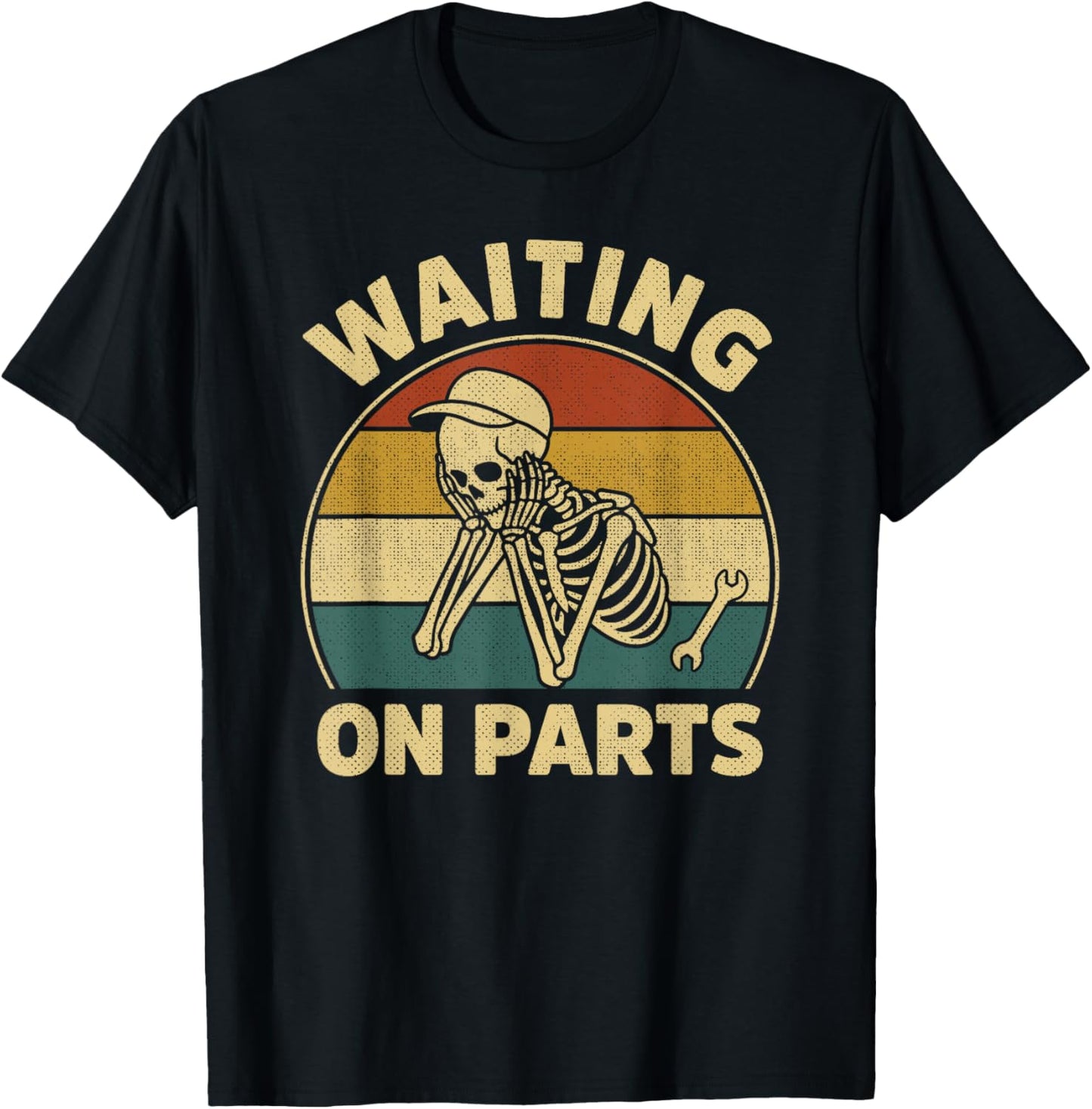 Waiting On Parts Vintage Skeleton Auto Mechanic Technician T-Shirt - T-Shirt | Black