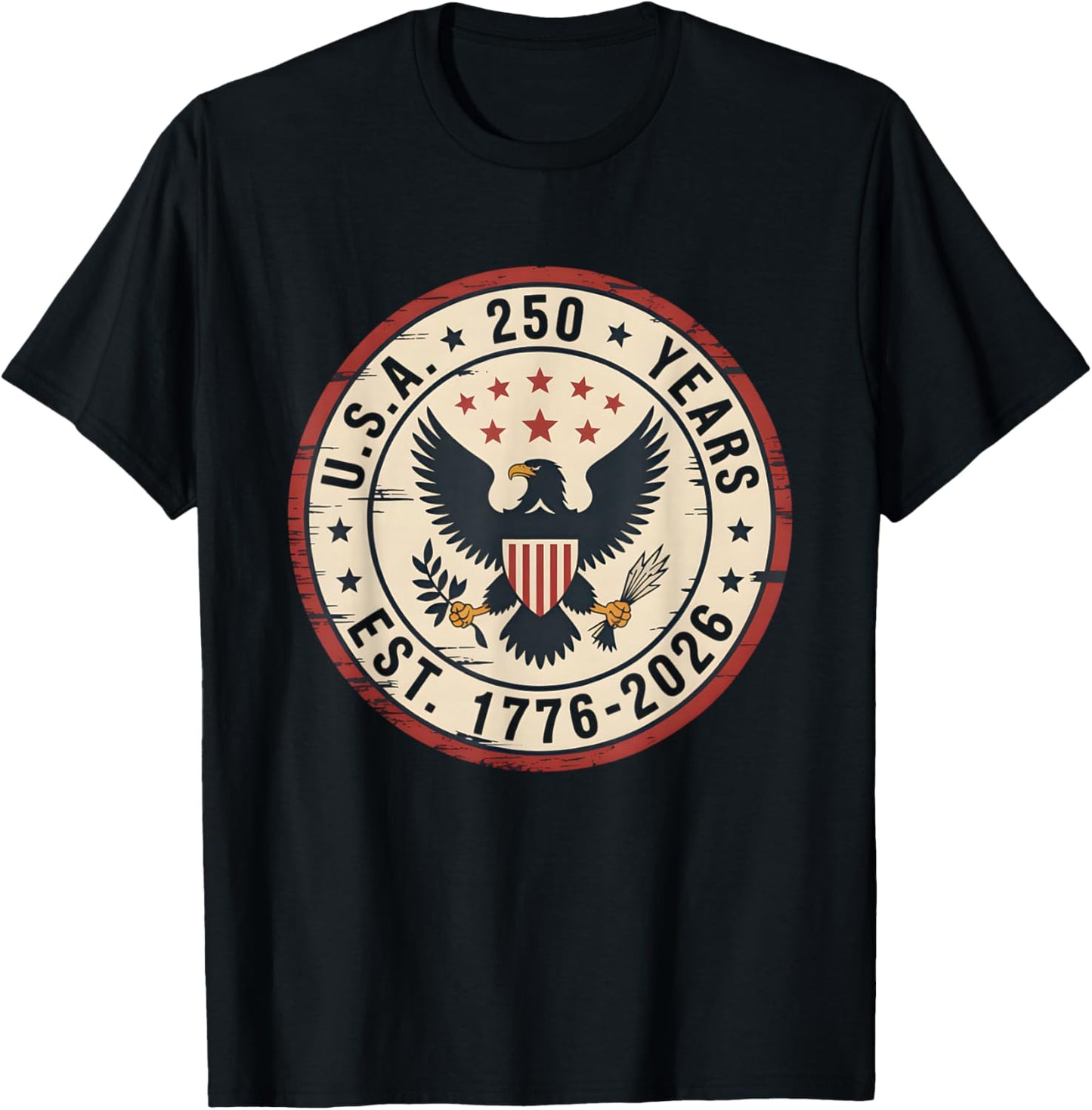 250 Years of Freedom | American 1776–2026 Patriotic T-Shirt - T-Shirt | Black
