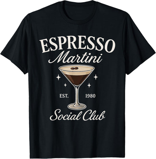Espresso Martini Social Club Coffee Cocktail Cafe Back T-Shirt - T-Shirt | Black