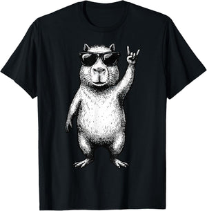 Capybara Rock Sunglasses T-Shirt - T-Shirt | Black