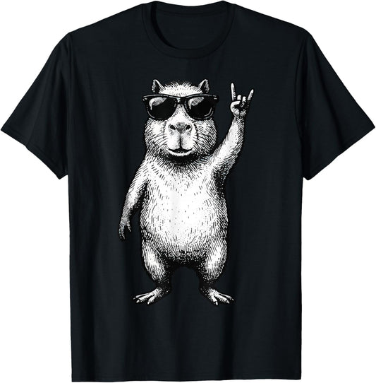 Capybara Rock Sunglasses T-Shirt - T-Shirt | Black