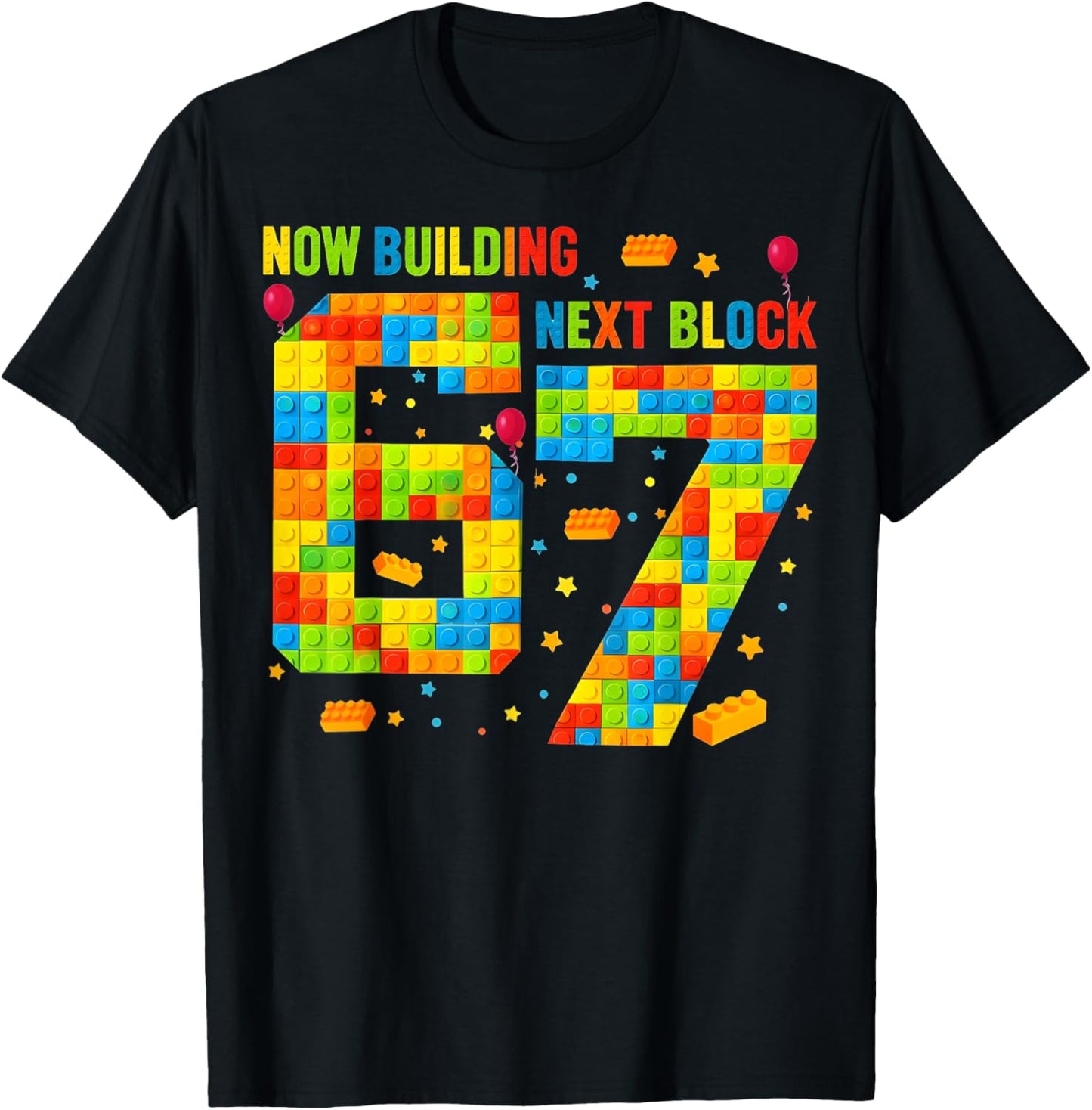 Now Building 6 Next Block 7 Birthday Boy Gift Kids Girl T-Shirt - T-Shirt | Black