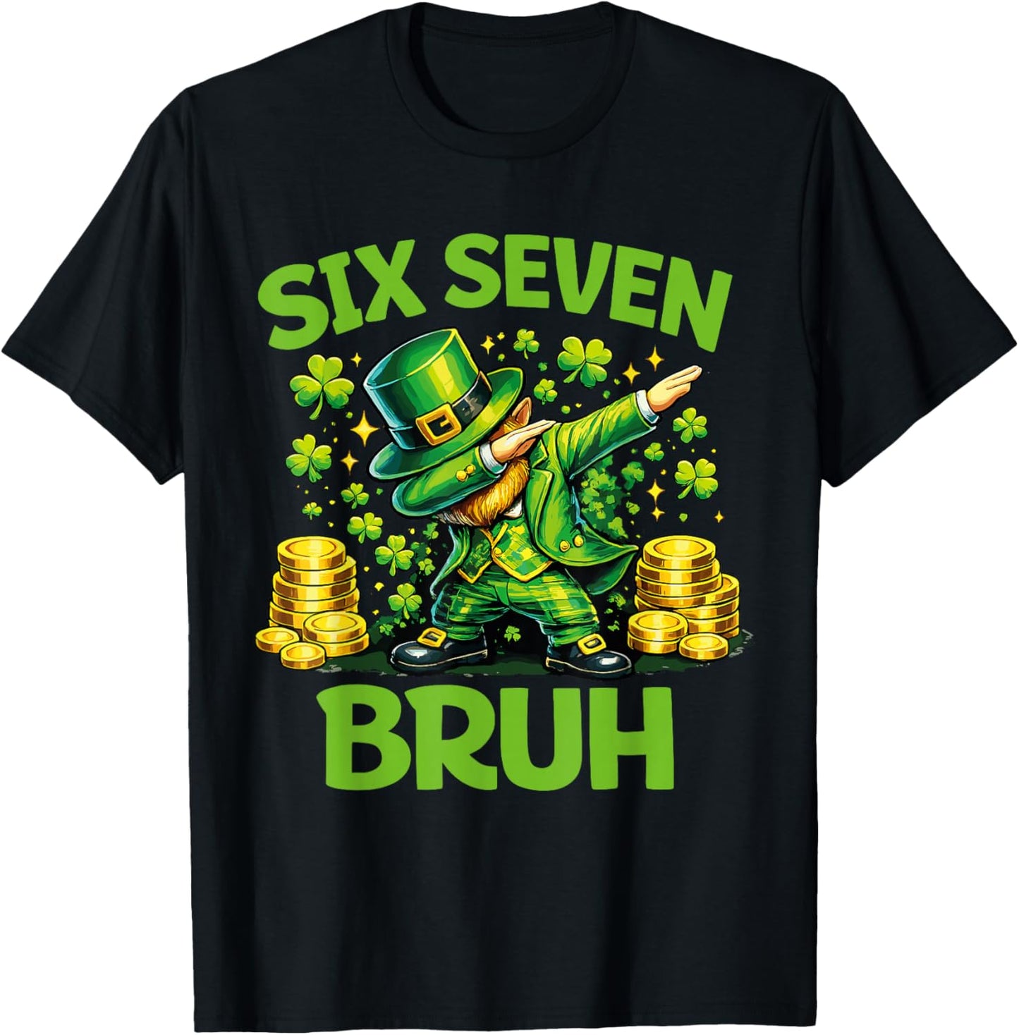 Six Seven 67 Bruh 6 7 Meme Funny St Patricks Day Boys Kids T-Shirt - T-Shirt | Black