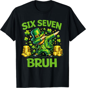 Six Seven 67 Bruh 6 7 Meme Funny St Patricks Day Boys Kids T-Shirt - T-Shirt | Black