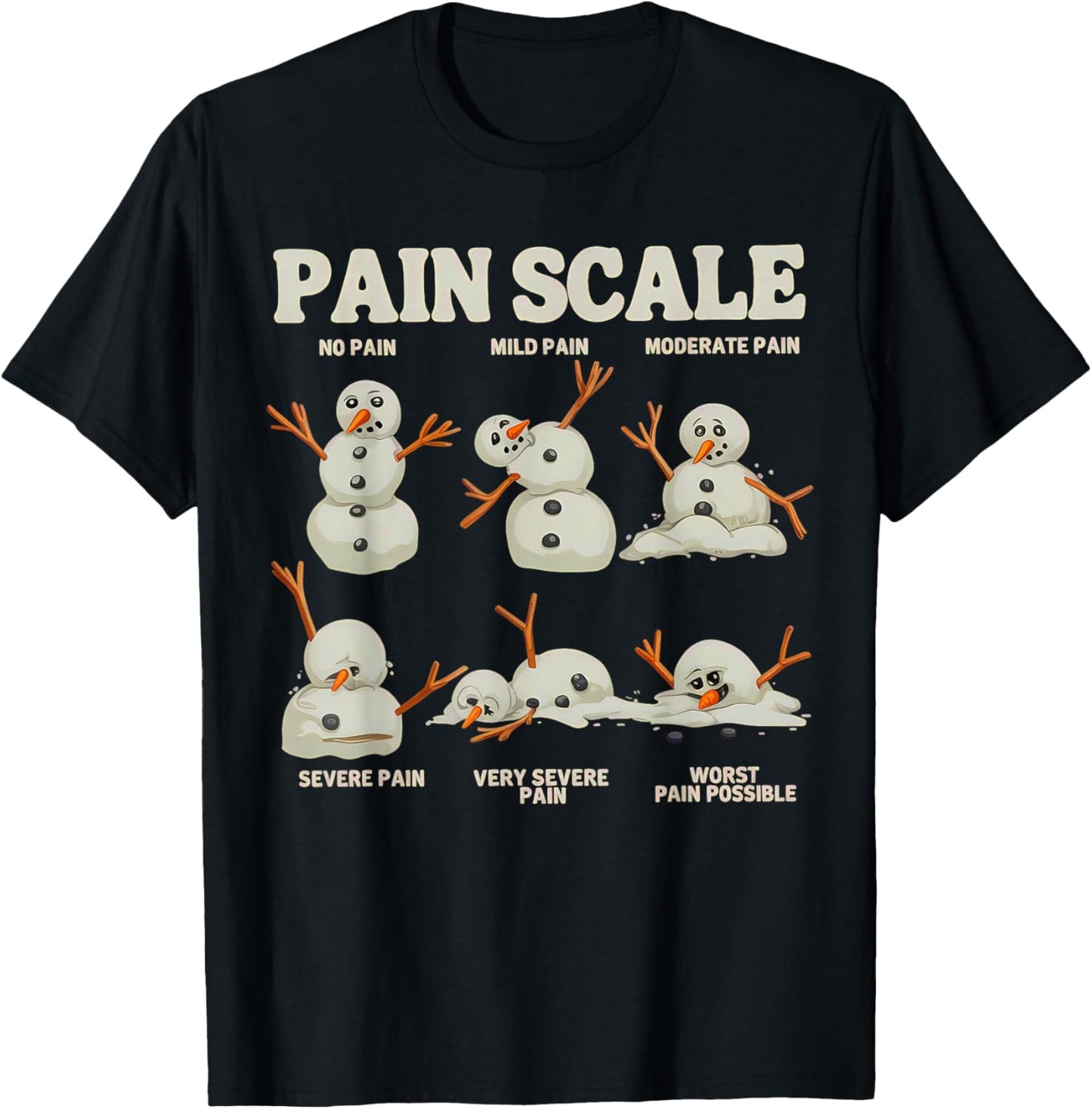 Pain Scale Snowman Nurse Christmas ICU Nurse T-Shirt - T-Shirt | Black