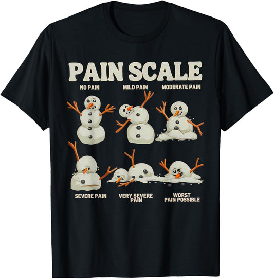 Pain Scale Snowman Nurse Christmas ICU Nurse T-Shirt - T-Shirt | Black