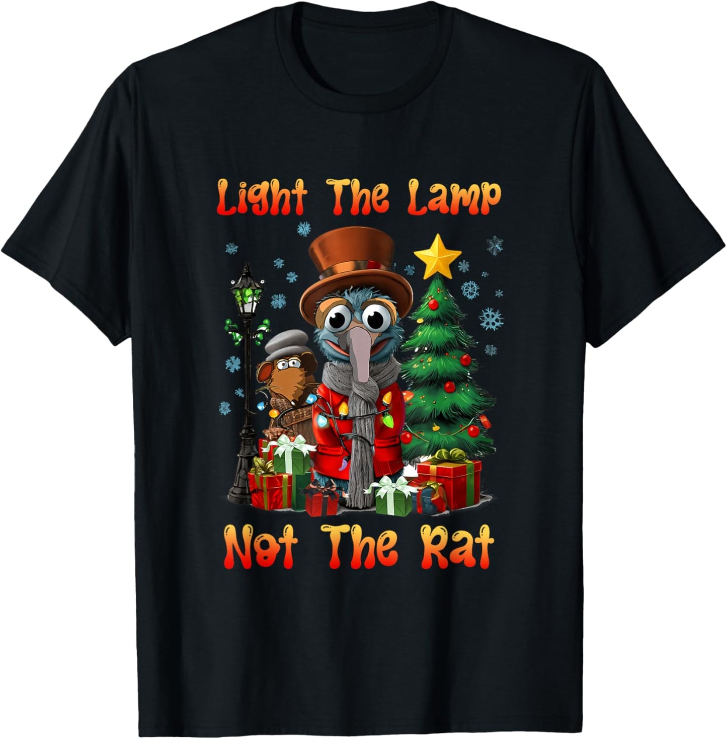 Light a Lamp Not a Rat Christmas Funny Holiday Saying T-Shirt - T-Shirt | Black
