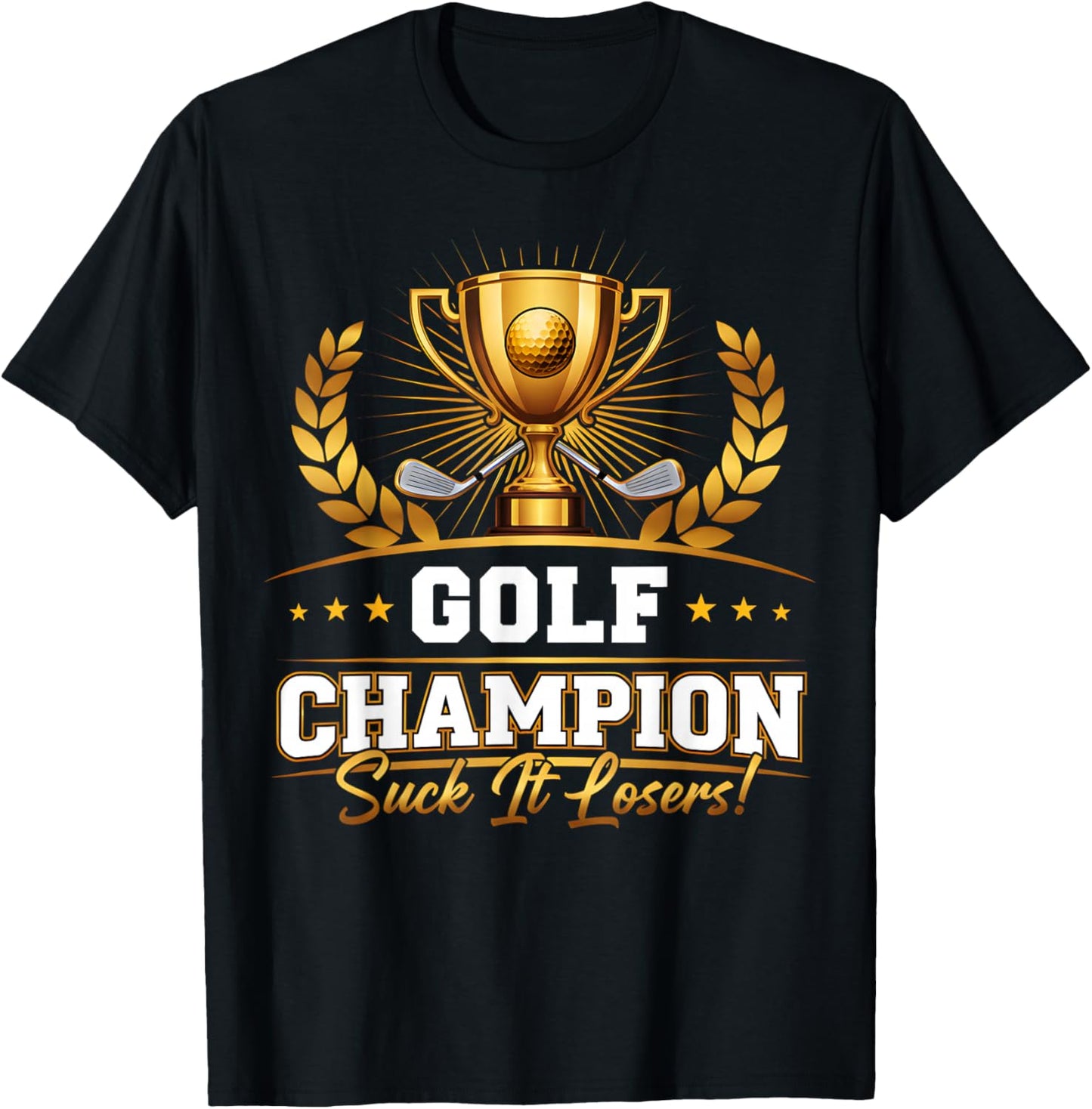 Funny Golf Champion Trophy Design T-Shirt - T-Shirt | Black