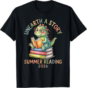 Unearth a Story Summer Reading 2026 Men Women Kids T-Shirt - T-Shirt | Black
