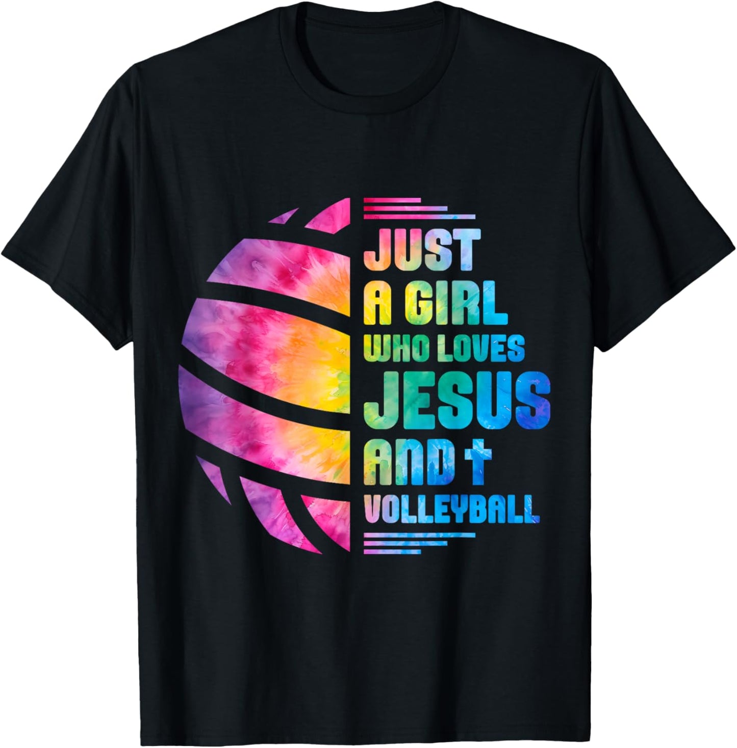 Just A Girl Who Loves Jesus and Volleyball T-Shirt - T-Shirt | Black