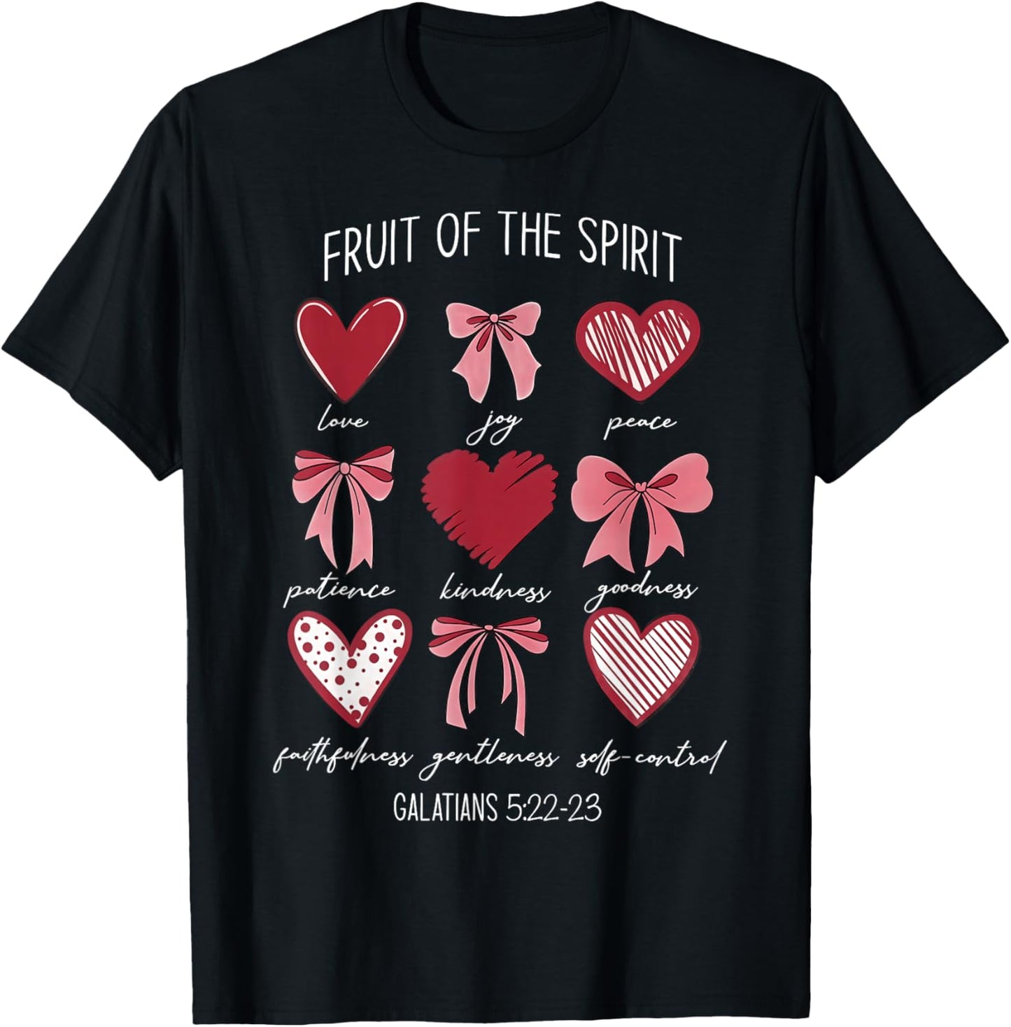 Fruit of The Spirit Christian Hearts Galatians 5:22-23 T-Shirt - T-Shirt | Black