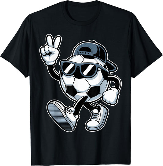 Soccer Ball with Sunglasses Funny Boys Men Soccer Lover T-Shirt - T-Shirt | Black