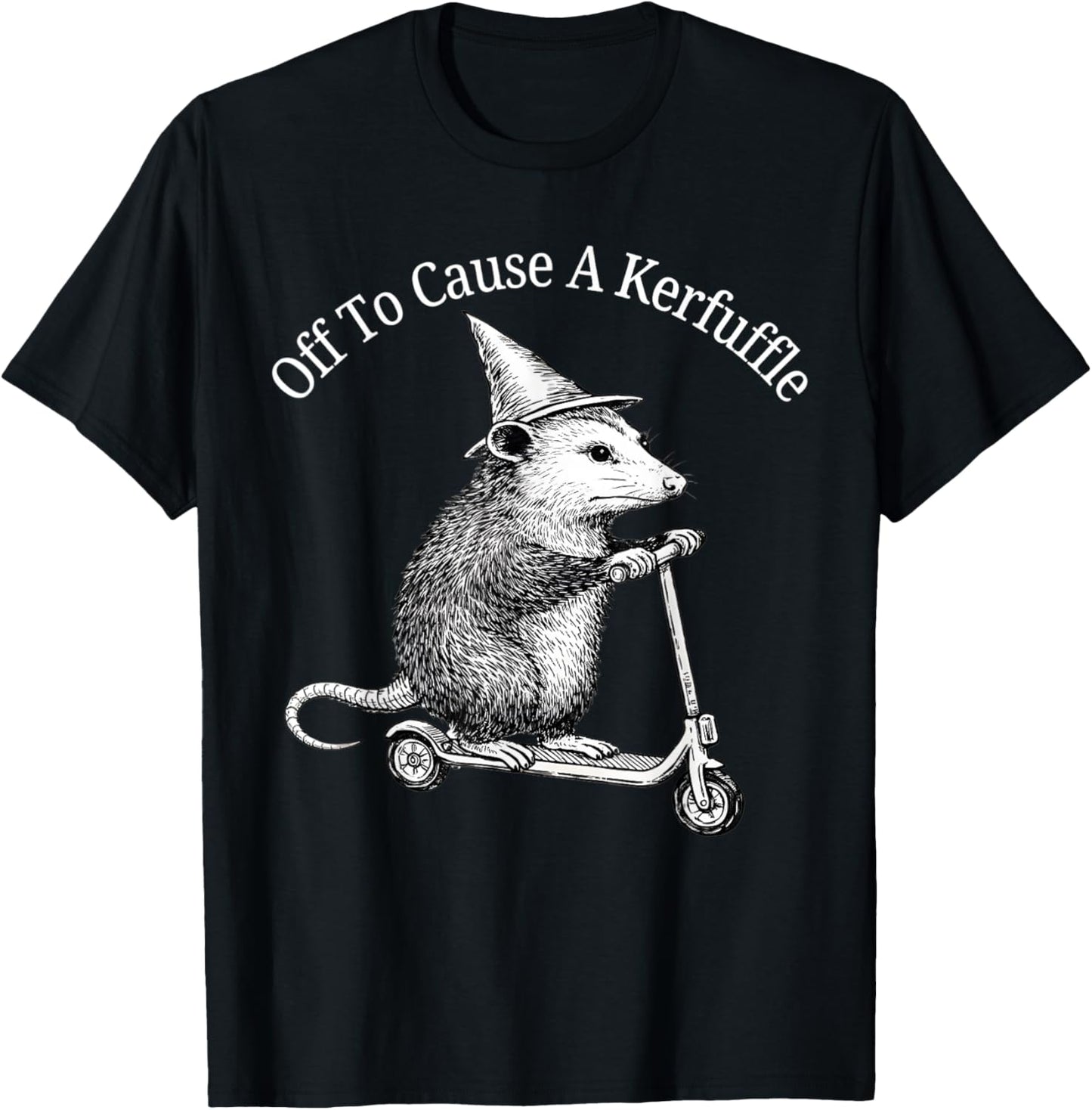 Off to Cause A Kerfuffle Funny Possum Meme Opossum T-Shirt - T-Shirt | Black