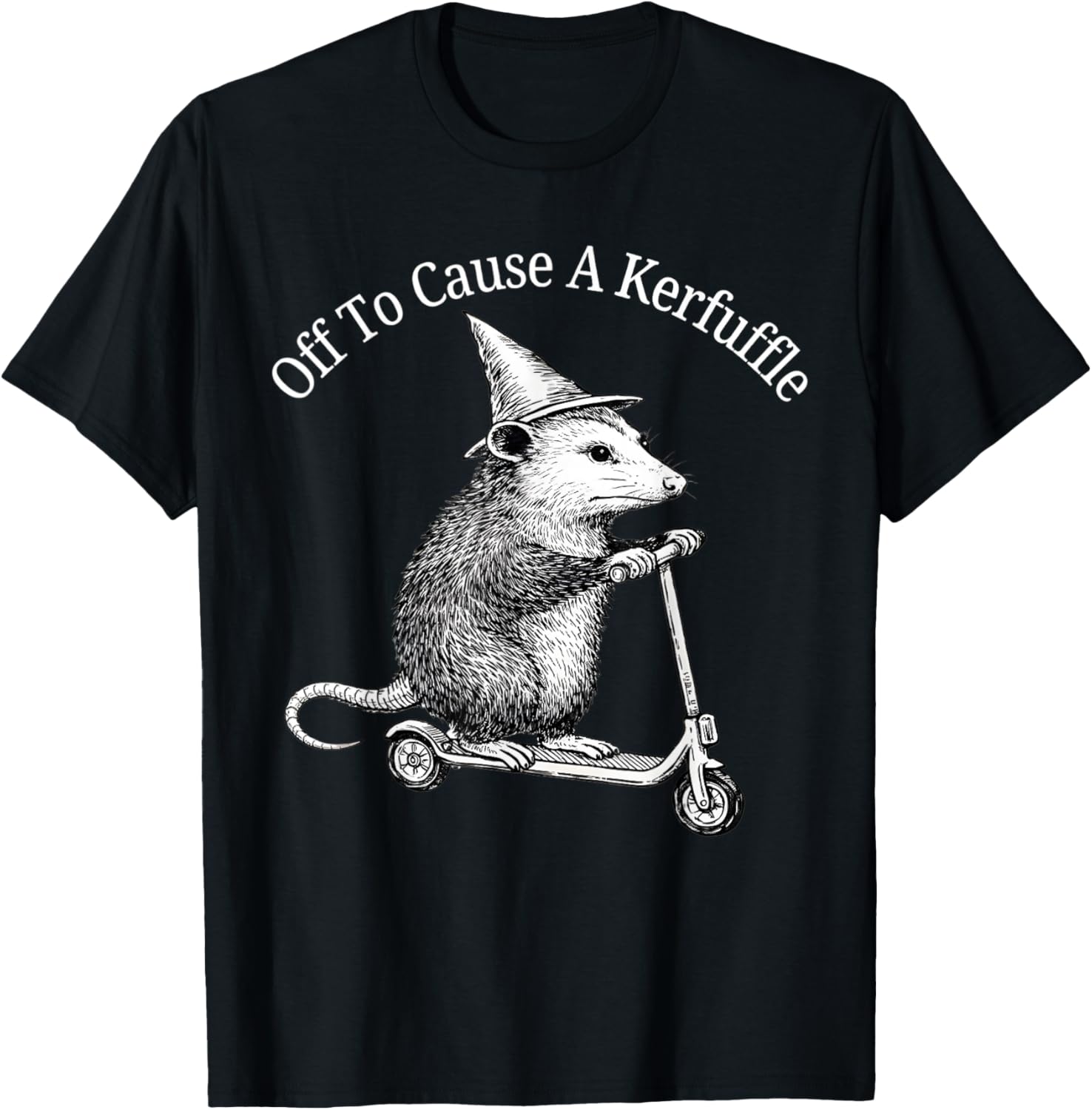 Off to Cause A Kerfuffle Funny Possum Meme Opossum T-Shirt - T-Shirt | Black