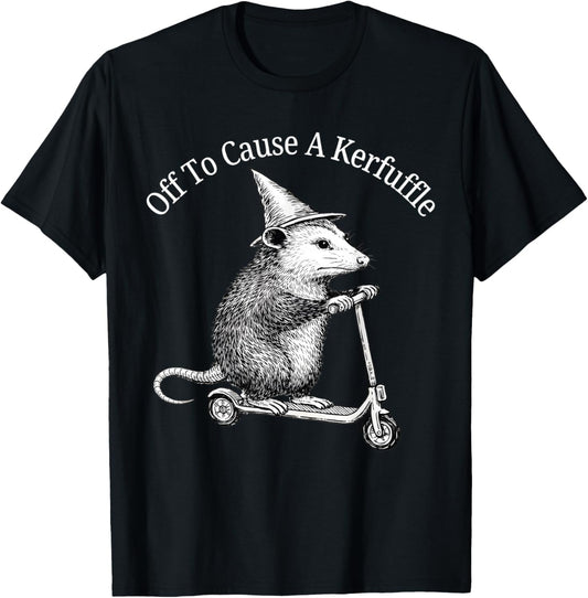 Off to Cause A Kerfuffle Funny Possum Meme Opossum T-Shirt - T-Shirt | Black