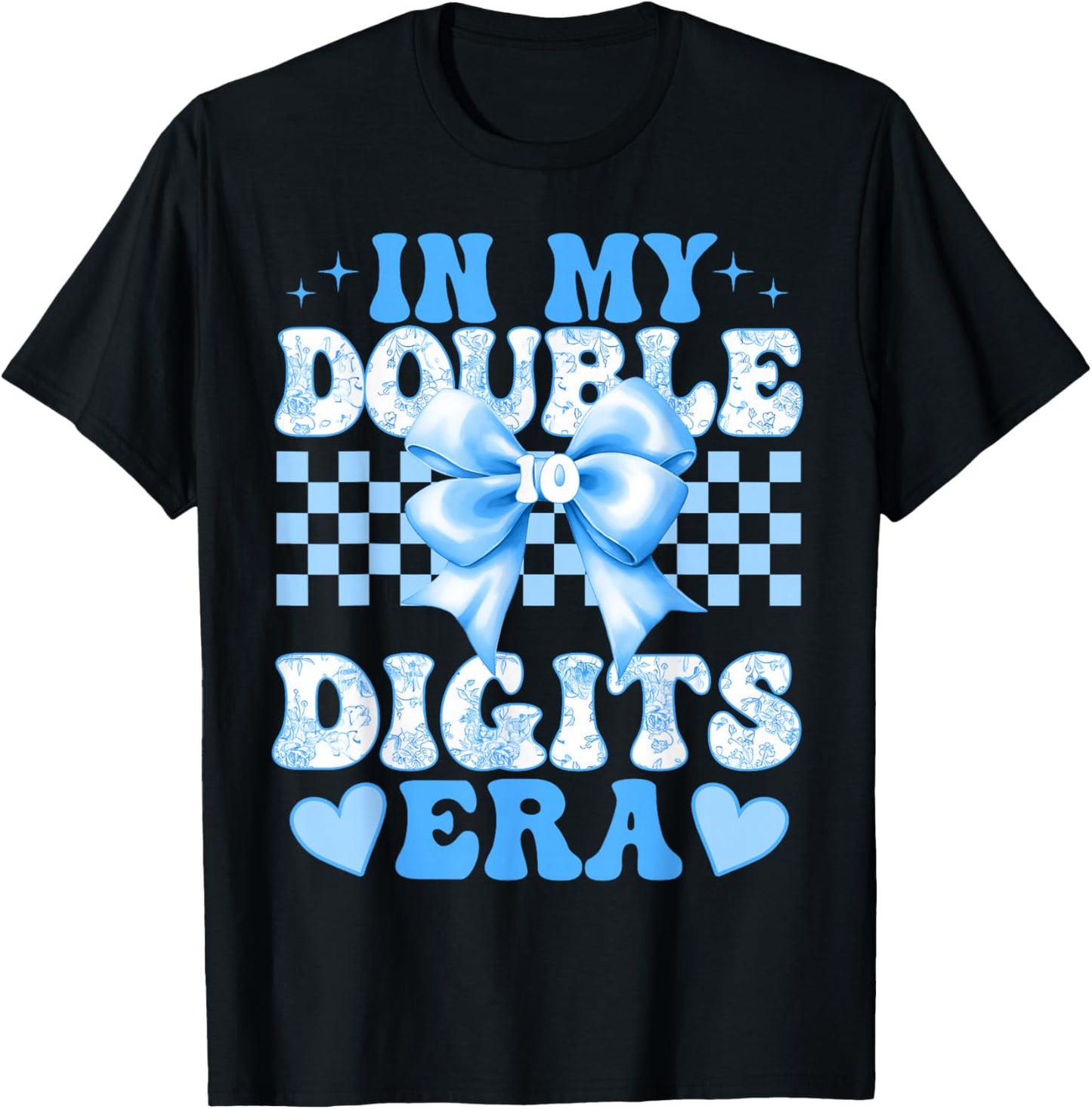 Groovy in My Double Digits Era 10th Birthday Coquette Bow T-Shirt - T-Shirt | Black