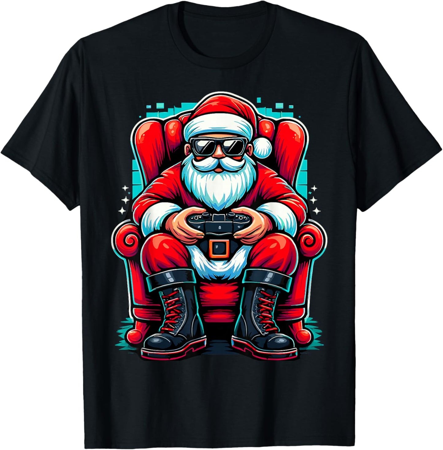 Christmas Gamer Santa Xmas T-Shirt - T-Shirt | Black