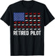 Retired Pilot US Flag Retirement Pilot Retirement T-Shirt - T-Shirt | Black