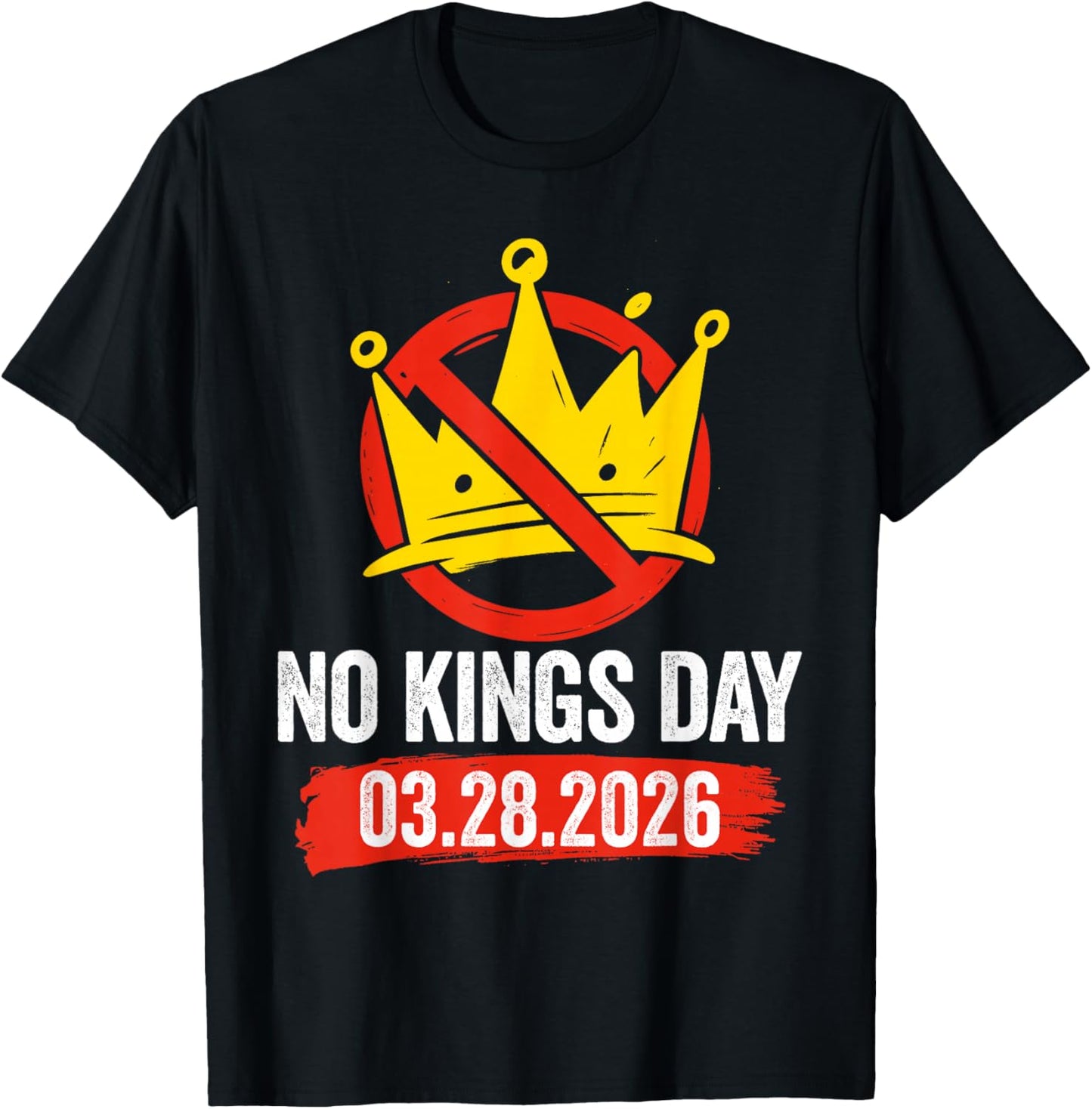 Retro Patriotic No Kings March 28 2026 No Kings Men Women T-Shirt - T-Shirt | Black